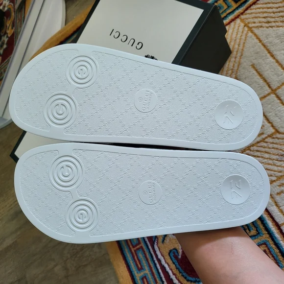 Gucci White, Green, and Red Sandals